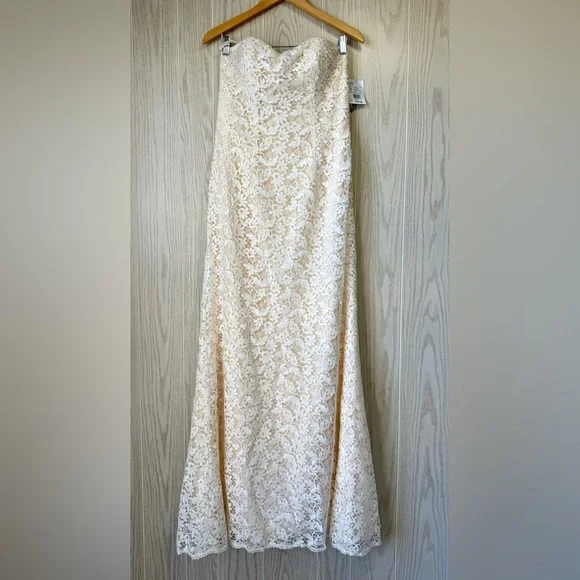 GALINA Strapless Lace Sheath Bridal Gown – Size 10 NWT